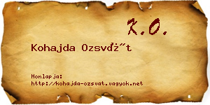 Kohajda Ozsvát névjegykártya